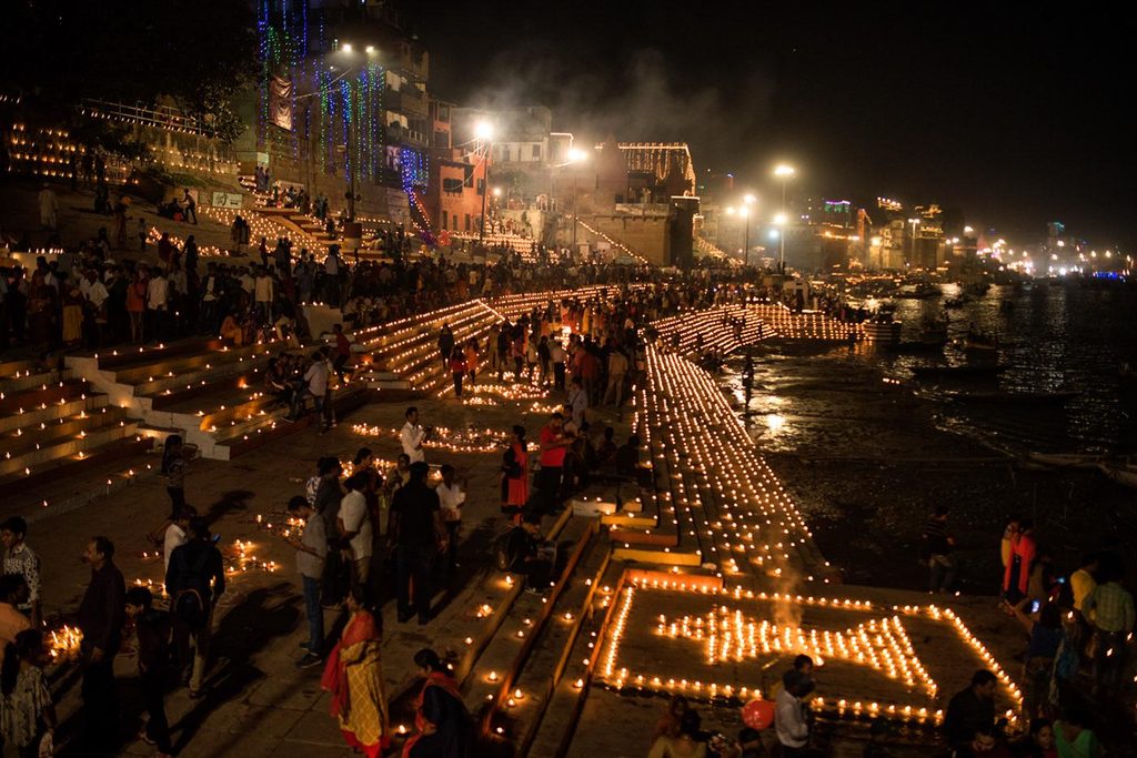 Dev Deepawali ghats illuminated with diyas